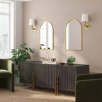 Merrick Lane Arched Metal Framed Wall Mirror for Entryways, Dining Rooms, and Living Rooms