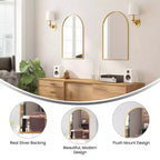 Merrick Lane Arched Metal Framed Wall Mirror for Entryways, Dining Rooms, and Living Rooms