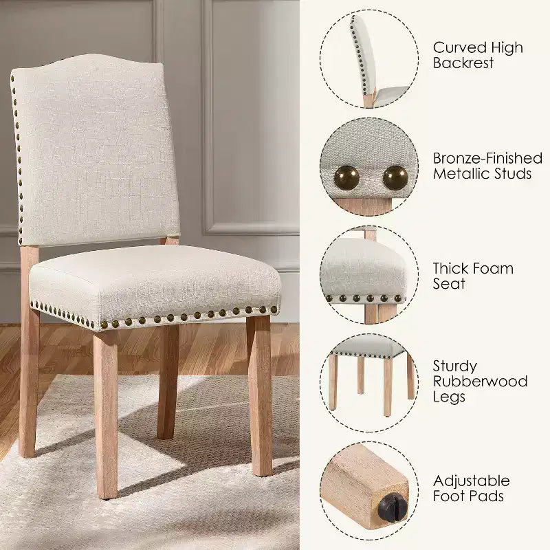 Yaheetech 2Pcs Upholstered Kitchen Chairs for Living Room Dining Room