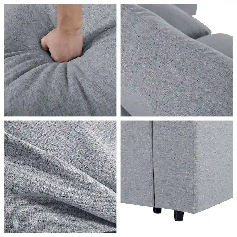 Divano componibile moderno a U, 2 grandi chaise longue con pouf rimovibili