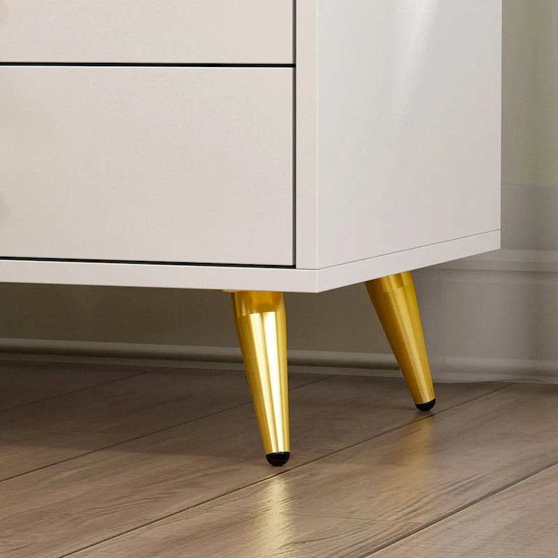 Comodino Comò Tavolino da Notte con Gambe in Metallo Dorato, 1 pezzo
