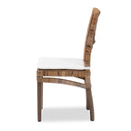 Sedia da pranzo Laluna bohémien moderna in rattan/legno di mogano con cuscino