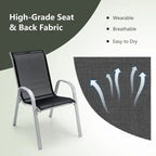4 Pieces Stackable Patio Dining Chairs Set with Armrest - 29 x 21.5 x 35.5 (L x W x H)