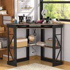 Scrivania ad angolo Scrivania piccola con prese Tavolo ad angolo per piccoli spazi, Scrivania per computer con porte USB Scrivania triangolare con contenitore