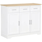 Credenza da Cucina Bianca con 3 Cassetti e Ripiano Regolabile