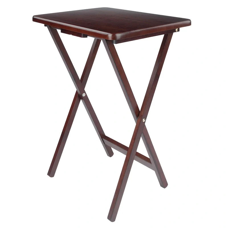 Set di 4 tavolini pieghevoli singoli in noce antico, ricchi, 65,40 cm