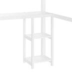 Queen Loft Bed - Built-in Wardrobe & Desk, Metal Frame with Shelves