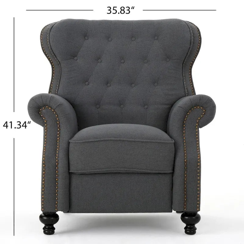Walder Tufted Nailhead Fabric Recliner by Christopher Knight Home