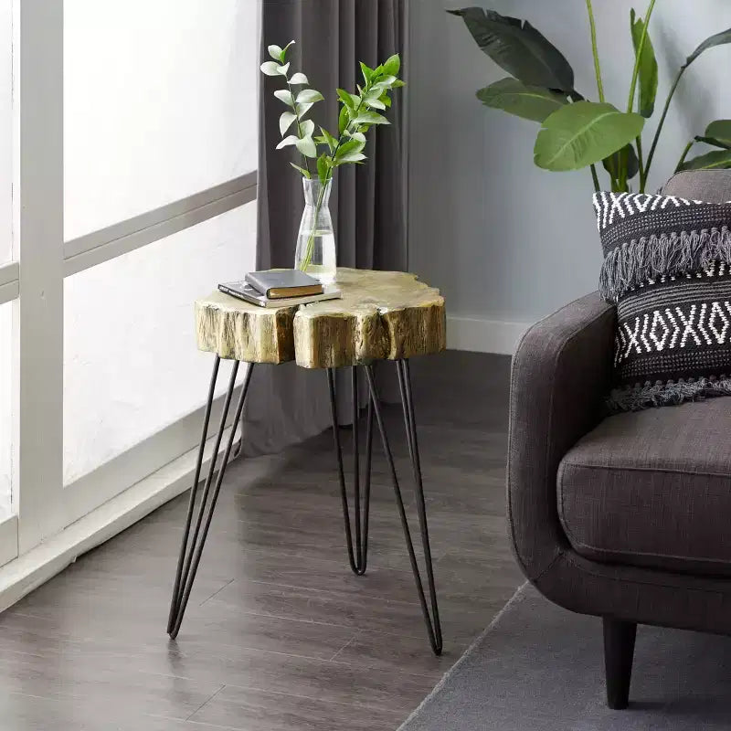 Modern Polystone and Metal Accent Table - Olivia & May