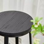 Set of 2 Steel Bar Stools with Round Elm Wood Top - Glitzhome