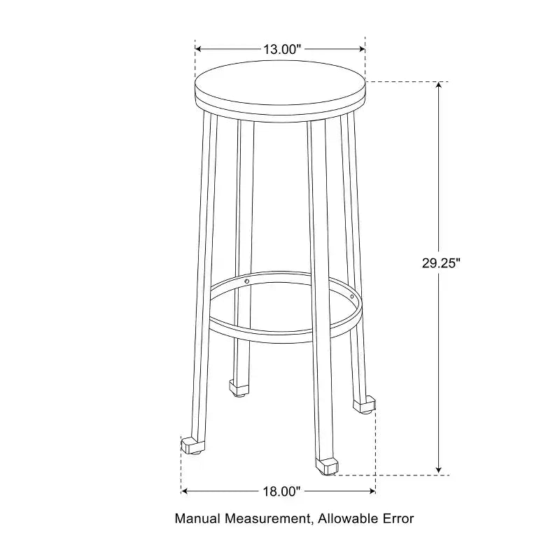 Set of 2 Steel Bar Stools with Round Elm Wood Top - Glitzhome