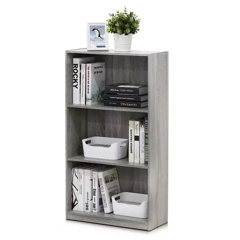 Furinno 3 Tier Storage Bookcase Open Shelf Display Cabinet,French Oak