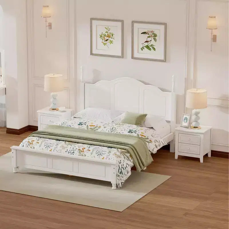 3 PCS Bedroom Sets, Queen/Full Size Wood Platform Bed with Two Nightstands-ModernLuxe
