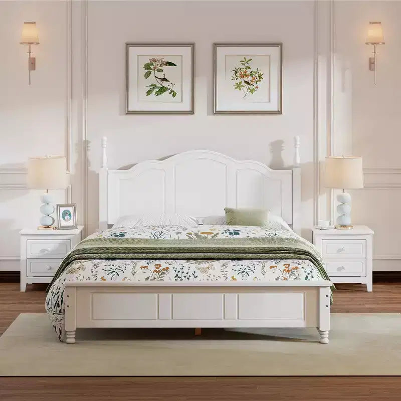 3 PCS Bedroom Sets, Queen/Full Size Wood Platform Bed with Two Nightstands-ModernLuxe