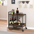 Costway Industrial Bar Cart Rolling Buffet Serving Cart with Removable Metal Wire Rack