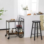 Costway Industrial Bar Cart Rolling Buffet Serving Cart with Removable Metal Wire Rack