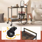 Costway Industrial Bar Cart Rolling Buffet Serving Cart with Removable Metal Wire Rack