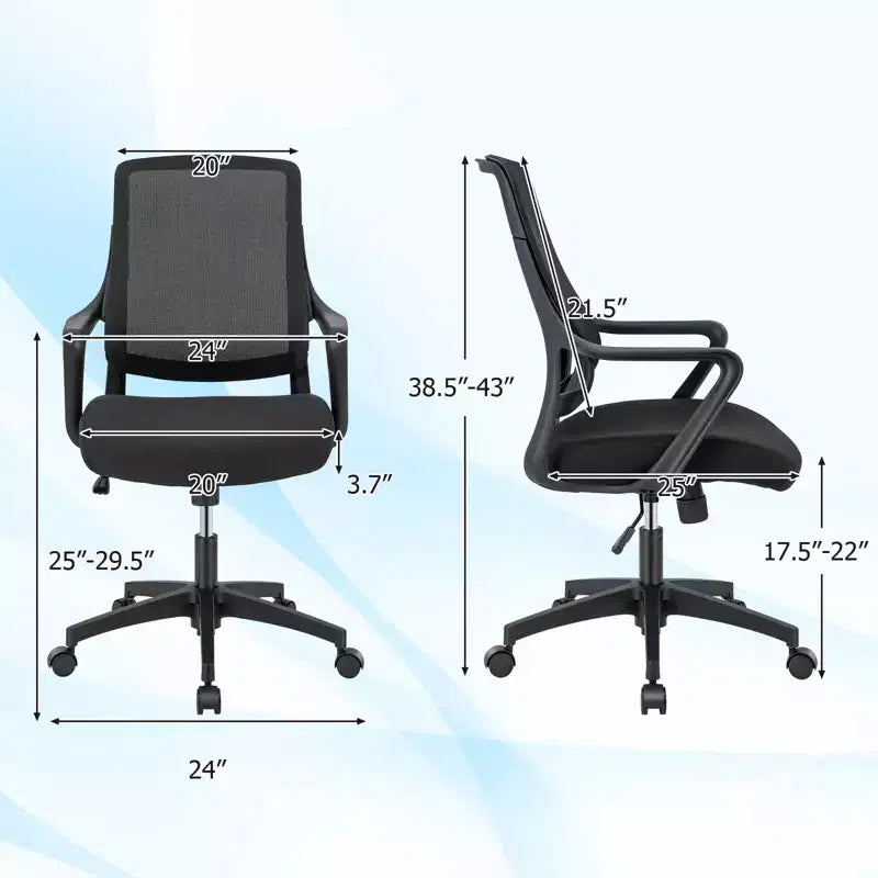 Costway Ergonomic Office Chair Height-adjustable Breathable Mesh Chair w/ Armrest