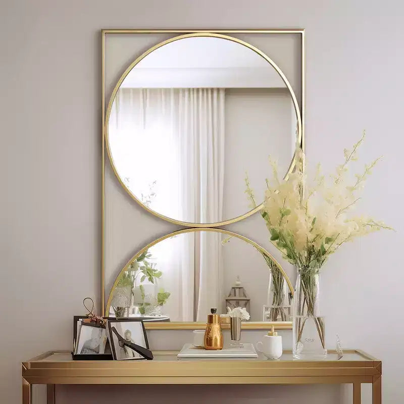 LuxenHome Gold Hourglass Frame Metal Modern Accent Wall Mirror