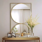LuxenHome Gold Hourglass Frame Metal Modern Accent Wall Mirror