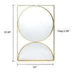 LuxenHome Gold Hourglass Frame Metal Modern Accent Wall Mirror