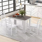 Costway 5 PCS Dining Set Modern Rectangle Table & 4 Rubber Wood Chairs Kitchen Breakfast