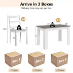 Costway 5 PCS Dining Set Modern Rectangle Table & 4 Rubber Wood Chairs Kitchen Breakfast