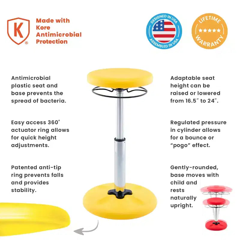 Kore Design Sedia Girevole e Regolabile per Bambini, 16.5-24, Giallo