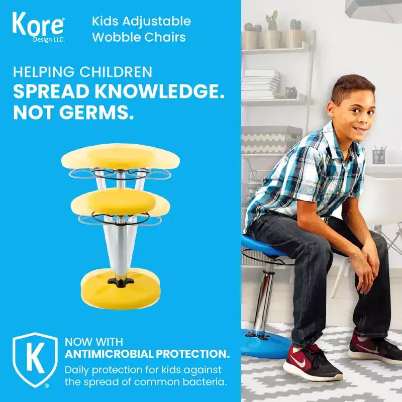 Kore Design Sedia Girevole e Regolabile per Bambini, 16.5-24, Giallo