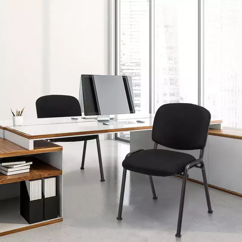 Costway Conference Chair Set Guest Reception Chairs with Powder Coated Metal FrameUpholstered Back & Seat for Meeting Room Black