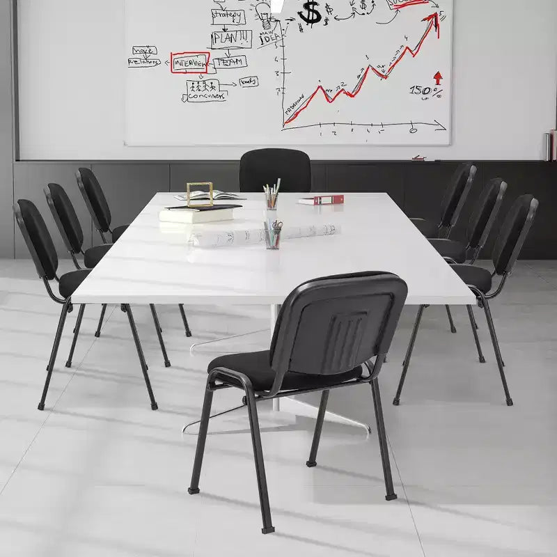 Costway Conference Chair Set Guest Reception Chairs with Powder Coated Metal FrameUpholstered Back & Seat for Meeting Room Black