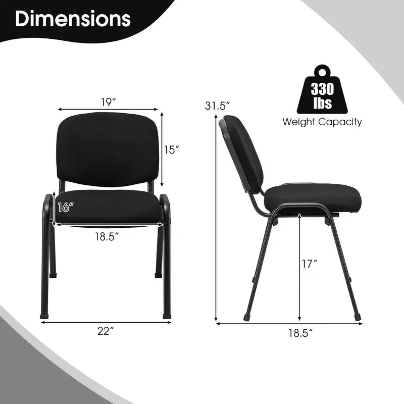 Costway Conference Chair Set Guest Reception Chairs with Powder Coated Metal FrameUpholstered Back & Seat for Meeting Room Black