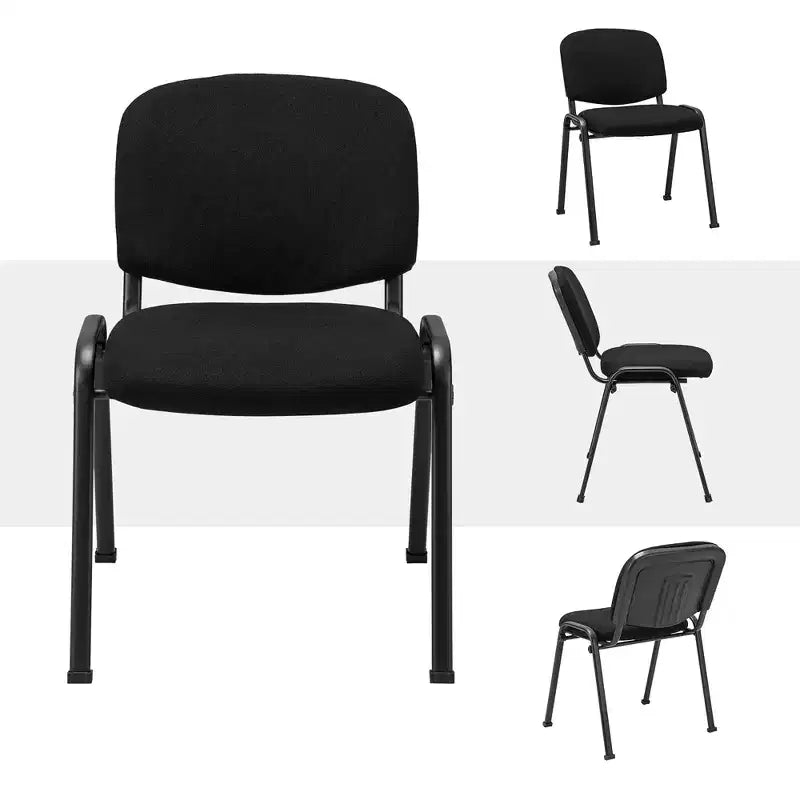 Costway Conference Chair Set Guest Reception Chairs with Powder Coated Metal FrameUpholstered Back & Seat for Meeting Room Black