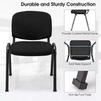 Costway Conference Chair Set Guest Reception Chairs with Powder Coated Metal FrameUpholstered Back & Seat for Meeting Room Black