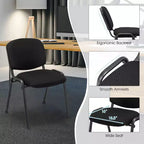 Costway Conference Chair Set Guest Reception Chairs with Powder Coated Metal FrameUpholstered Back & Seat for Meeting Room Black