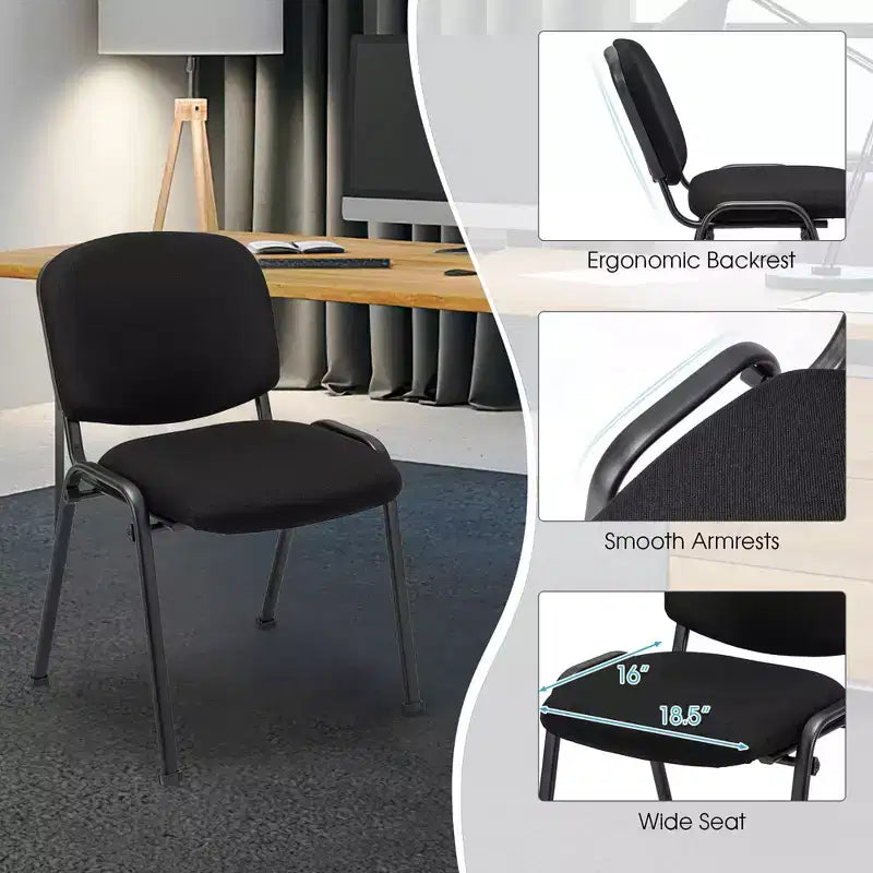 Costway Conference Chair Set Guest Reception Chairs with Powder Coated Metal FrameUpholstered Back & Seat for Meeting Room Black