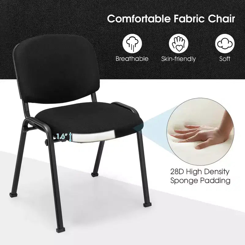 Costway Conference Chair Set Guest Reception Chairs with Powder Coated Metal FrameUpholstered Back & Seat for Meeting Room Black
