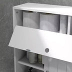 kleankin Mobiletto Piccolo da Bagno su Ruote, Slim Porta Carta Igienica con 2 Fori, Ante Scorrevoli e Ripiano Regolabile, Bianco