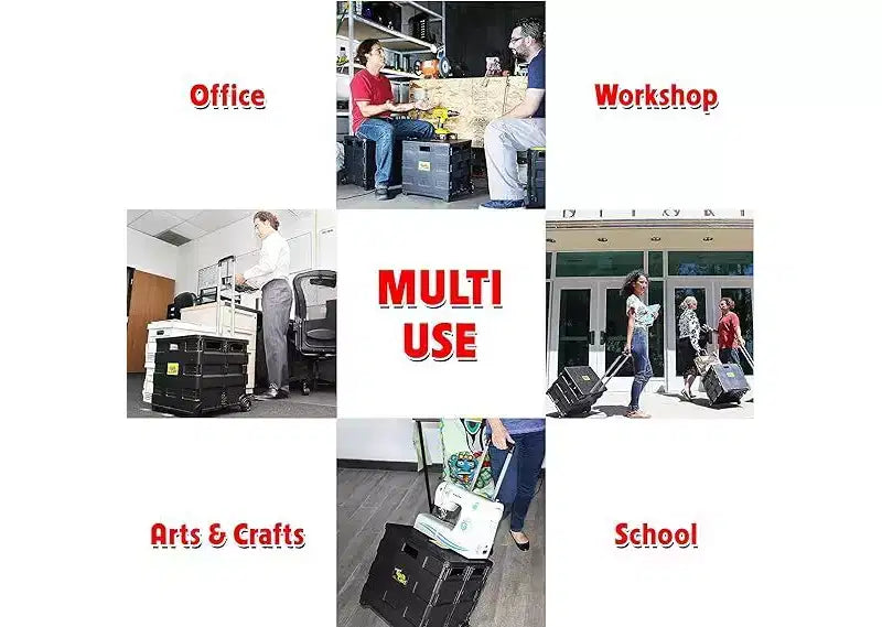 dbest products Quik Cart Sport Collapsible Rolling Wheels Crate For Teachers - 80 lbs Capacity