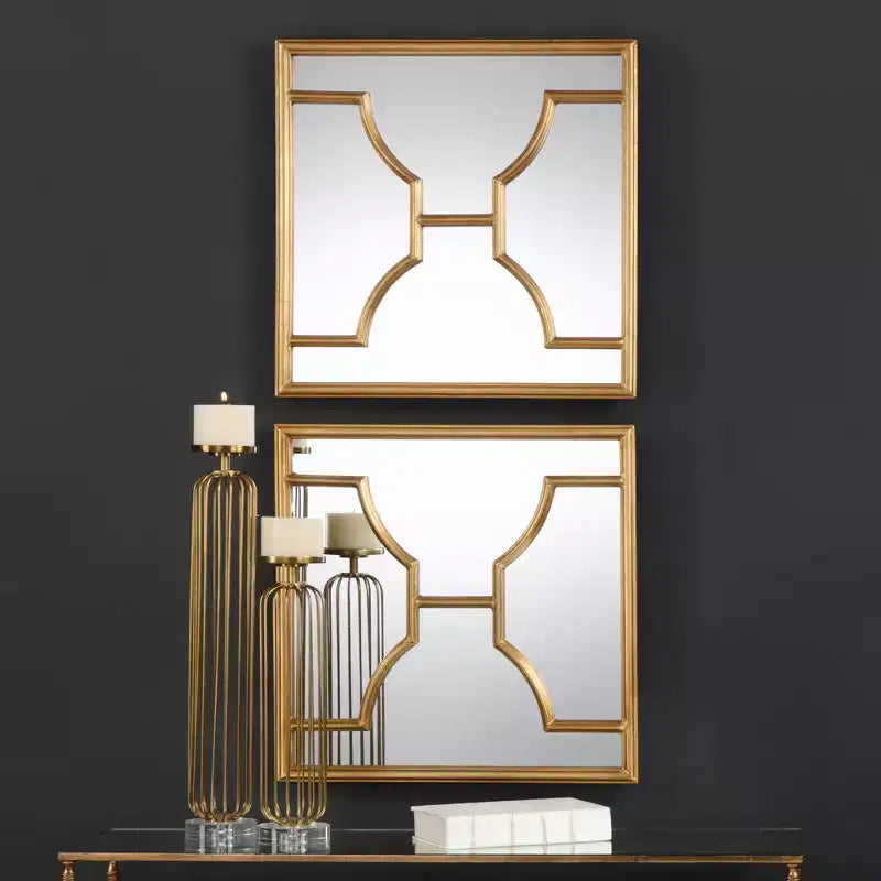 Uttermost Misa 24 Square Antique Gold Wall Mirrors Set of 2