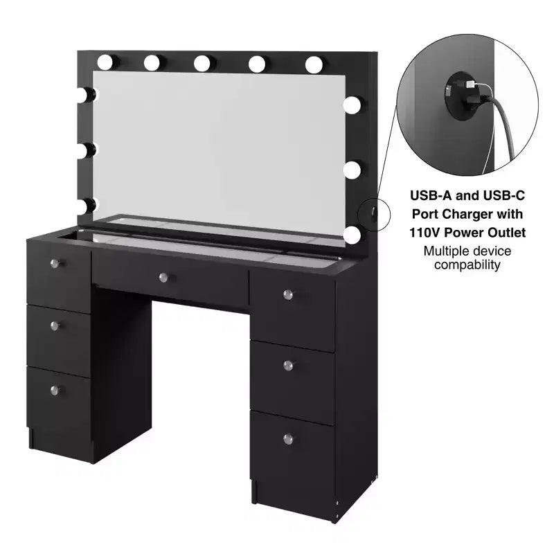 Ananke Lighted Makeup Vanity - Boahaus