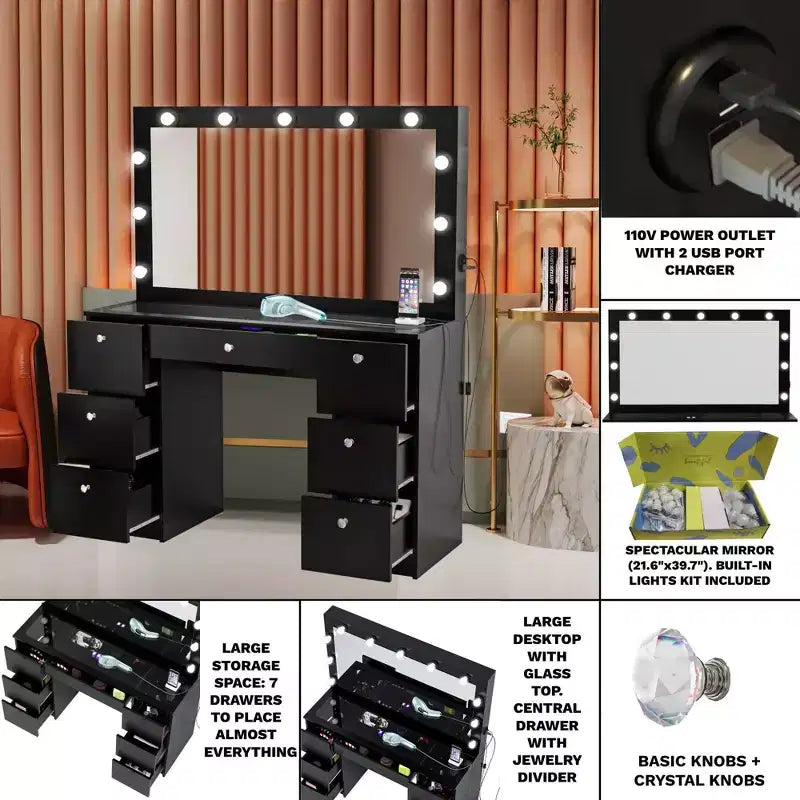 Ananke Lighted Makeup Vanity - Boahaus