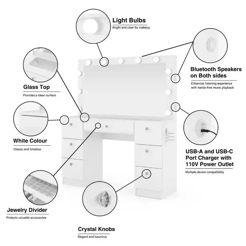 Ananke Lighted Makeup Vanity - Boahaus