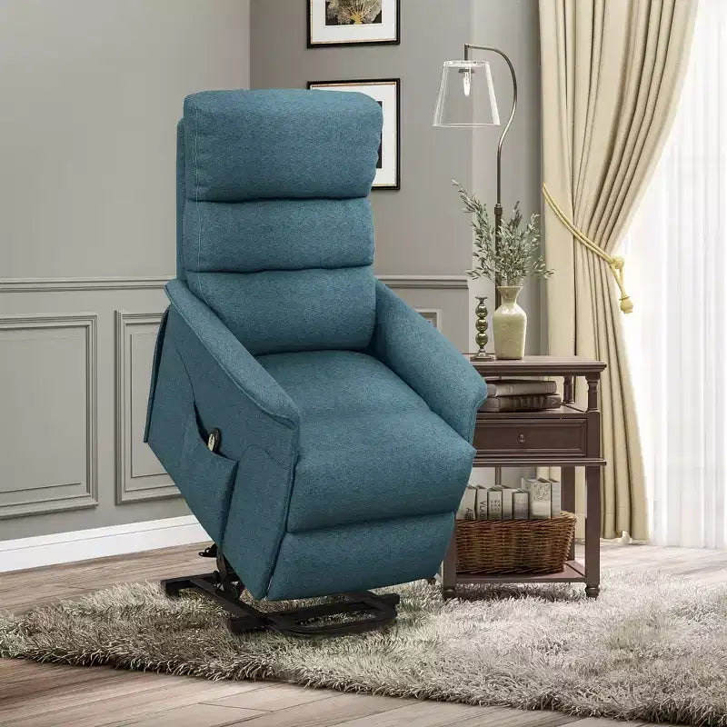 HOMCOM Power Lift Assist Recliner Chair for Elderly with Remote Control, Linen Fabric Upholstery