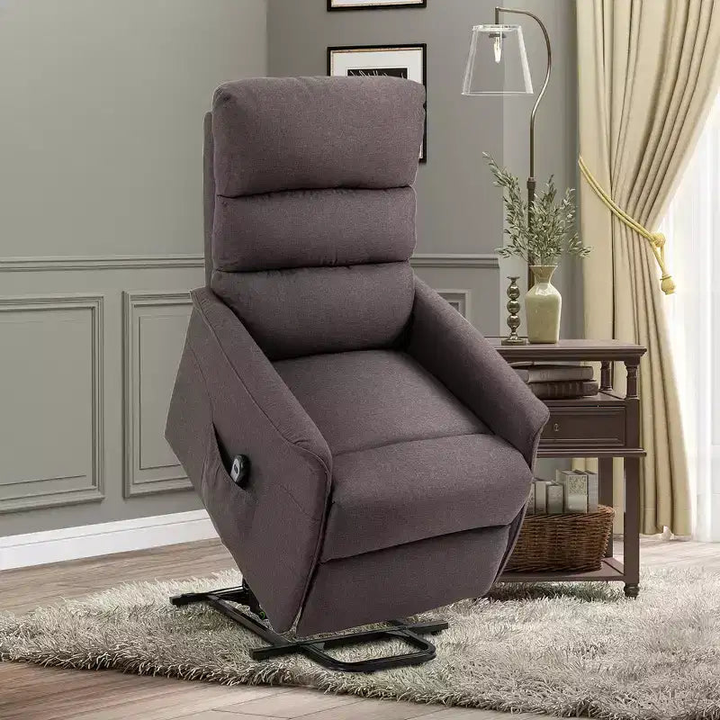 HOMCOM Power Lift Assist Recliner Chair for Elderly with Remote Control, Linen Fabric Upholstery