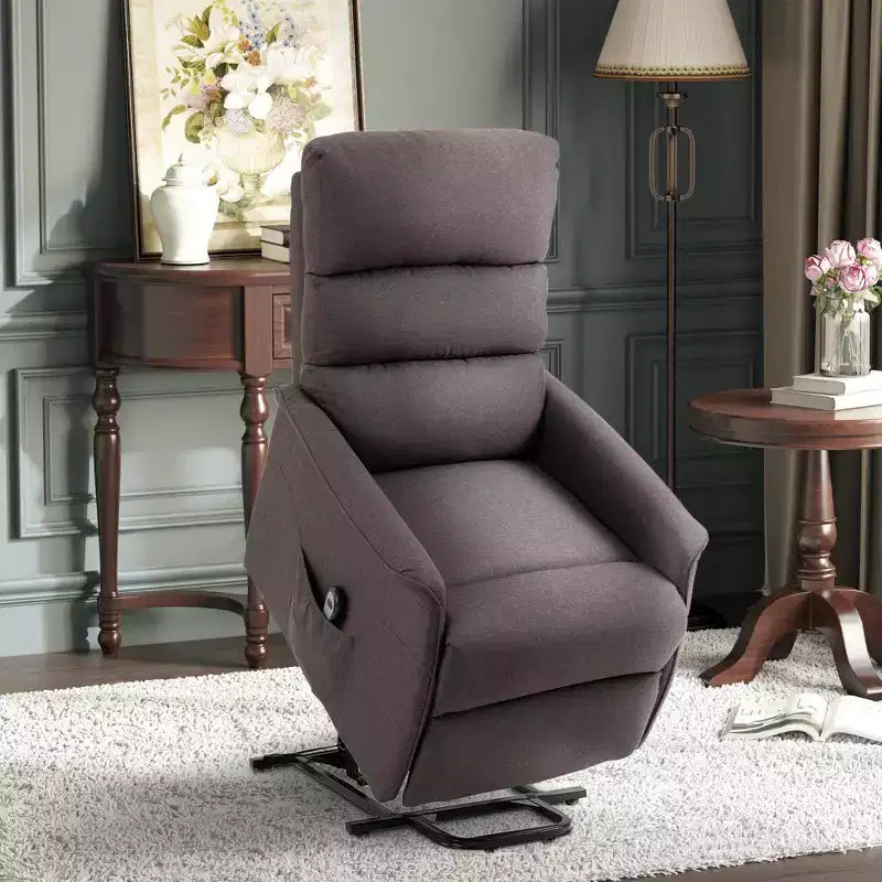 HOMCOM Power Lift Assist Recliner Chair for Elderly with Remote Control, Linen Fabric Upholstery