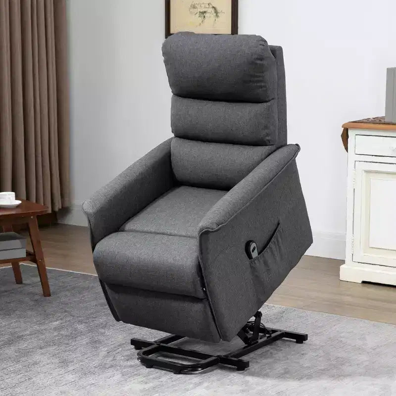 HOMCOM Power Lift Assist Recliner Chair for Elderly with Remote Control, Linen Fabric Upholstery
