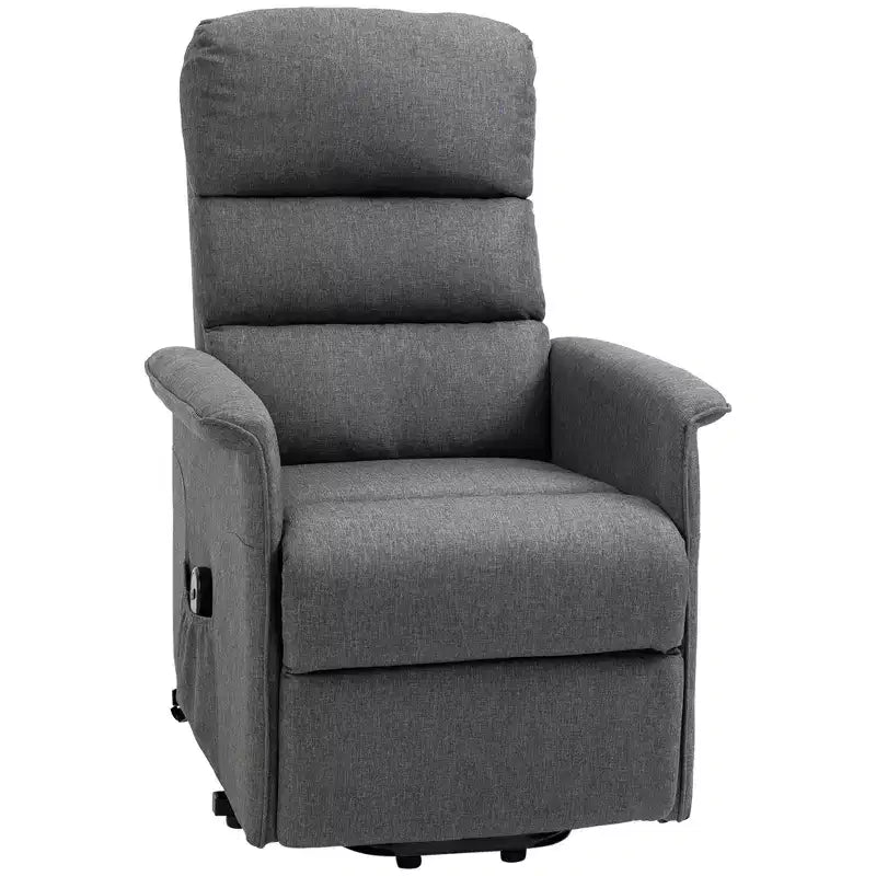 HOMCOM Power Lift Assist Recliner Chair for Elderly with Remote Control, Linen Fabric Upholstery