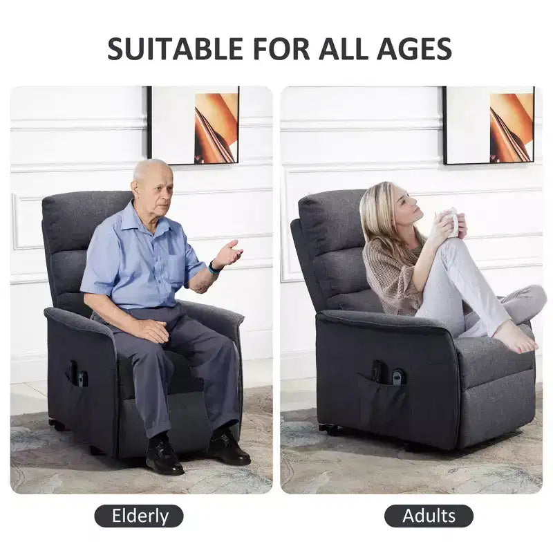 HOMCOM Power Lift Assist Recliner Chair for Elderly with Remote Control, Linen Fabric Upholstery