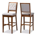 2pc Gideon Fabric Upholstered and Wood Barstool Set - Baxton Studio